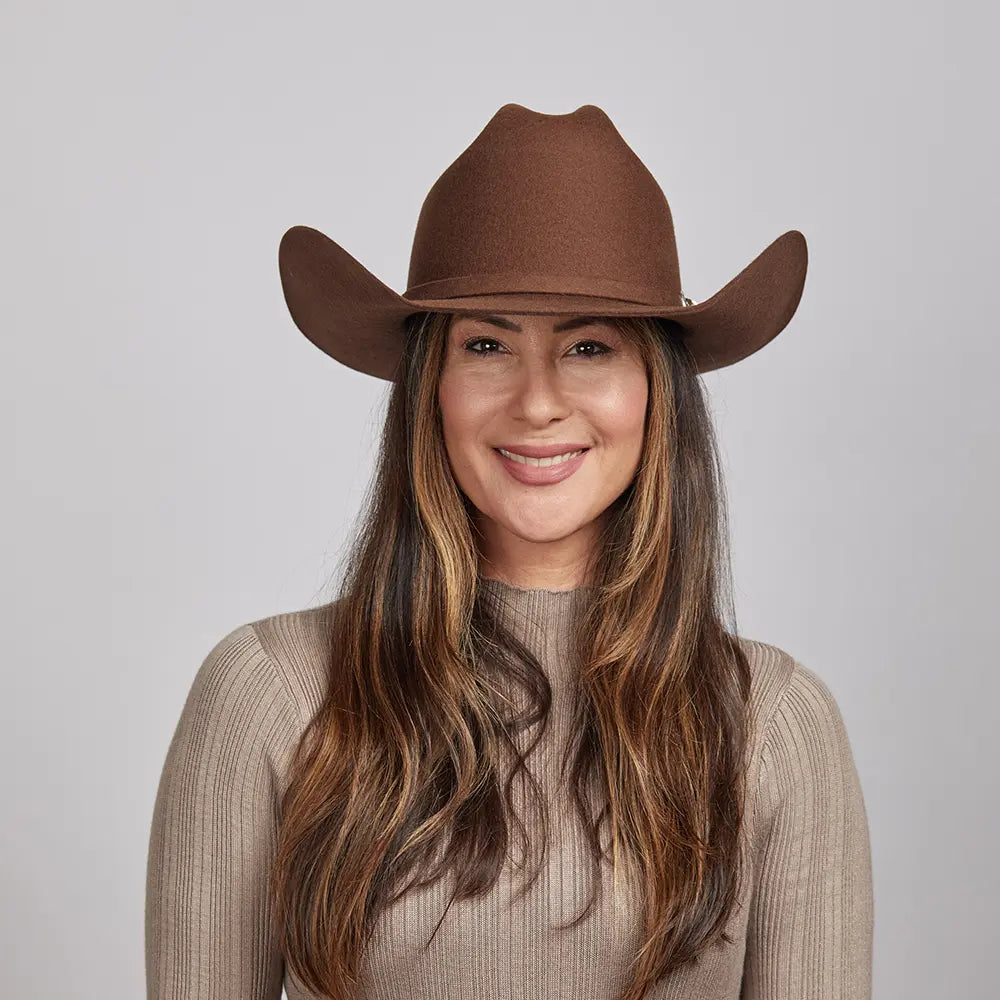 Chocolate felt cowboy hat on sale