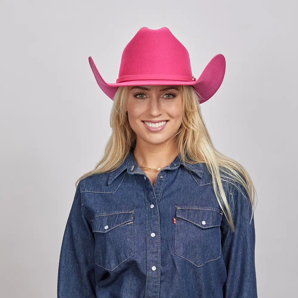 Cattleman Womens Pink Felt Western Cowgirl Hat Bourbon Cowgirl