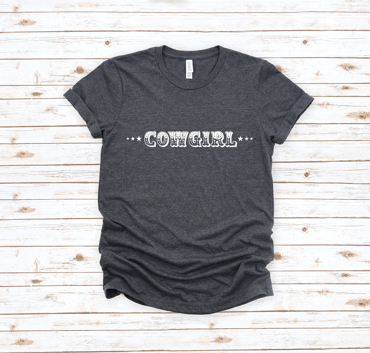 Cowgirl with Sheriff Stars Graphic Tee Shirt - Bourbon Cowgirl