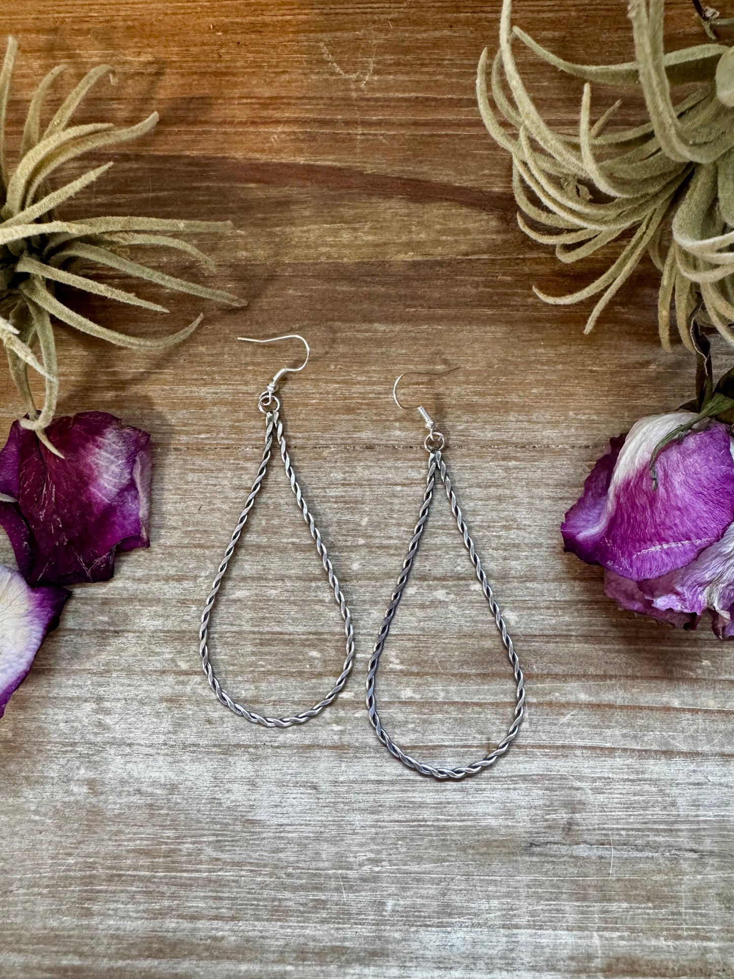 Sterling Silver Teardrop Rope Earrings – Lightweight