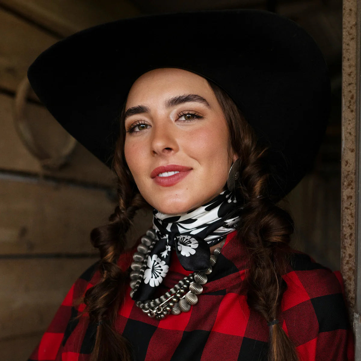 Señorita Black and White Wild Rag Scarf at Bourbon Cowgirl