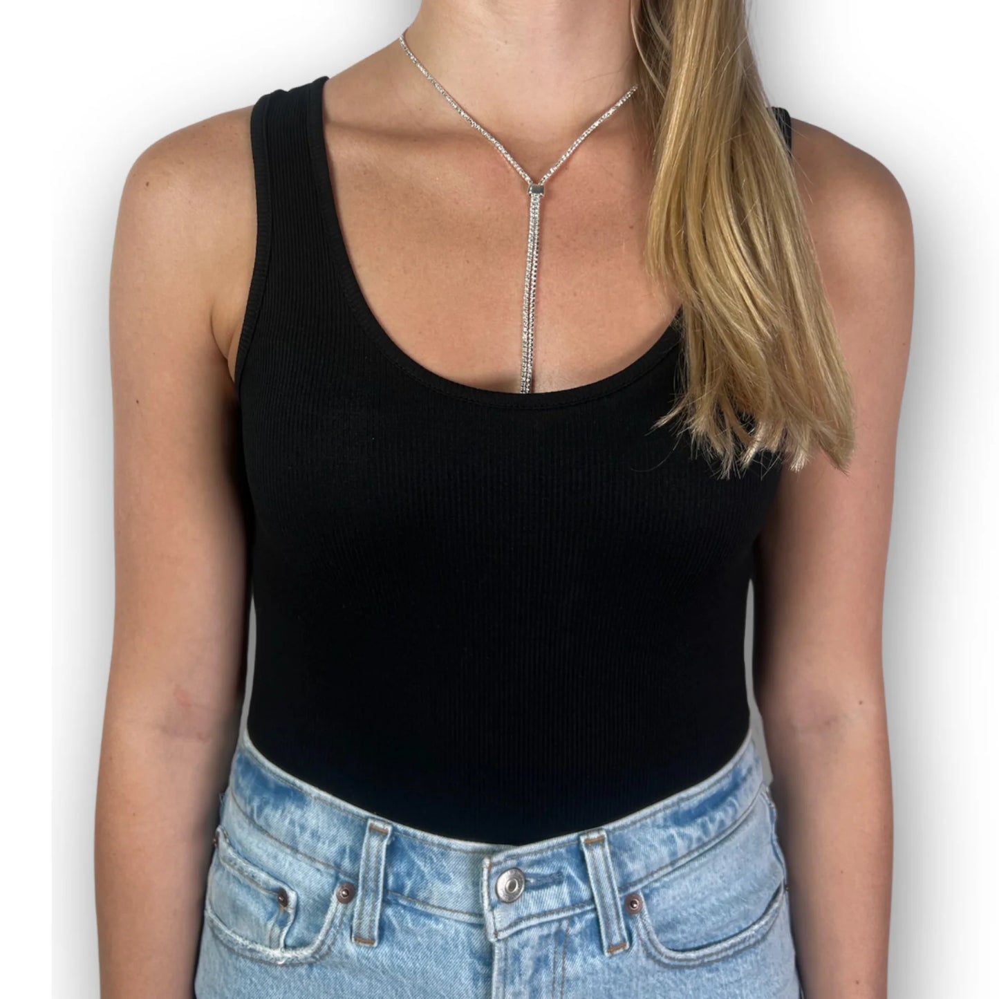 The Lasso Necklace Silver Crystal by Daniel Diamond