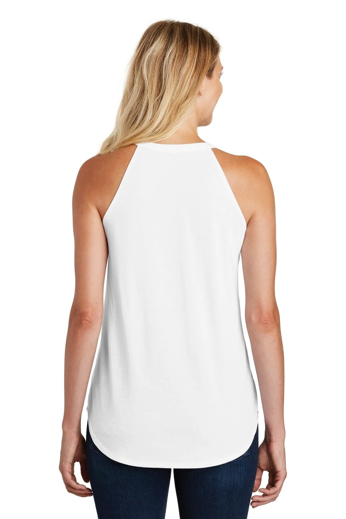 Women's White Tri-Rocker Tank Top - District DT137L