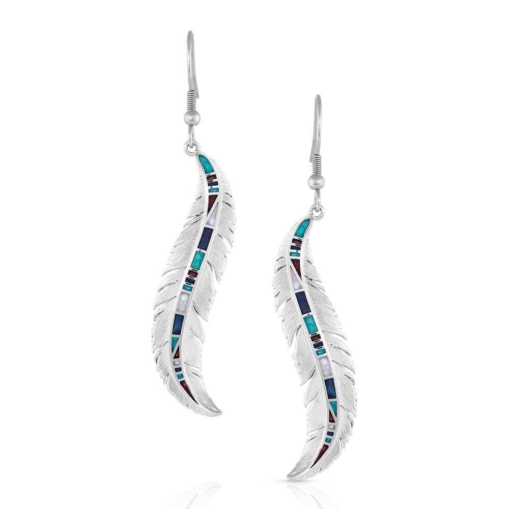 ER5194 Feather Earrings with Turquoise Inlay