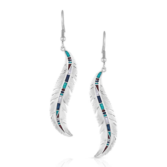 ER5194 Feather Earrings with Turquoise Inlay