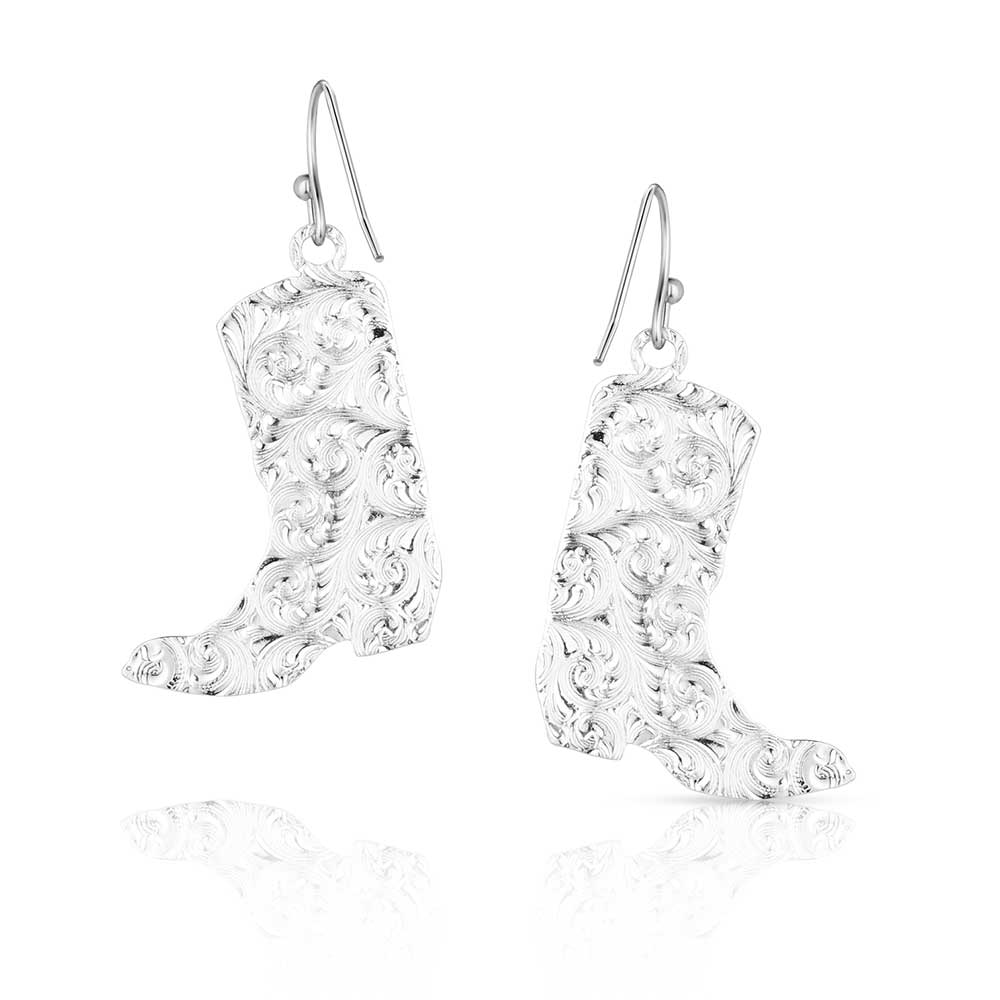 ER5668 silver cowboy boot earrings