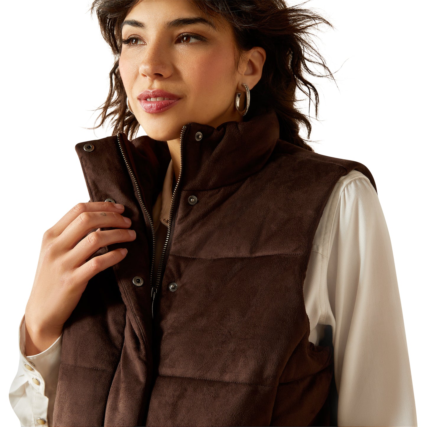 Woman in brown suede vest - F25_WMS_WEST_10062277_detail01