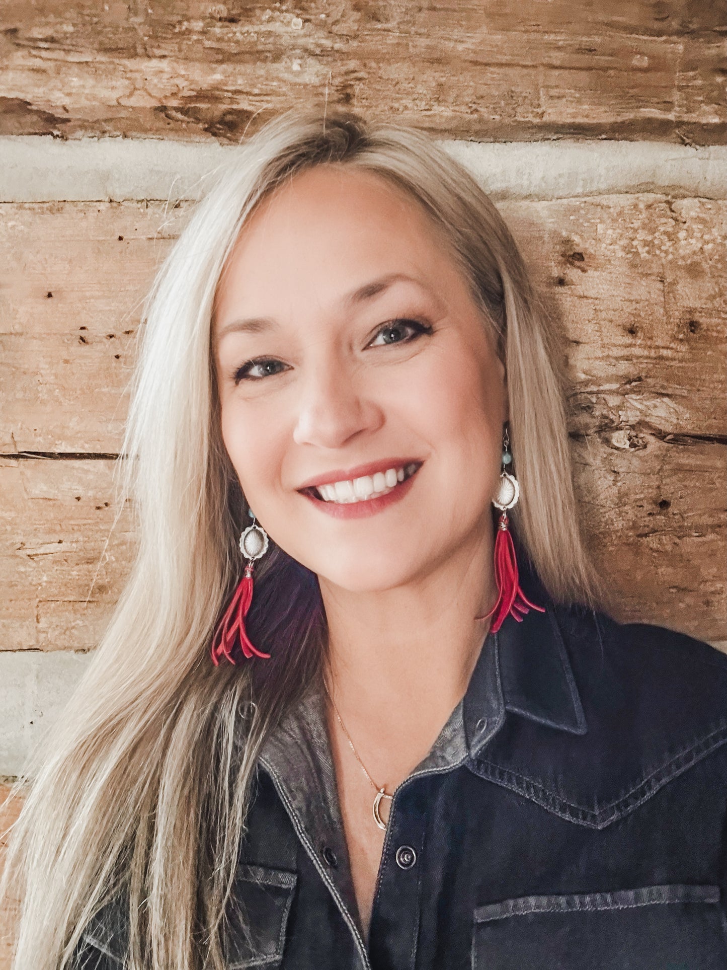 Concho and Turquoise Earrings with Leather Fringe - Quetzal