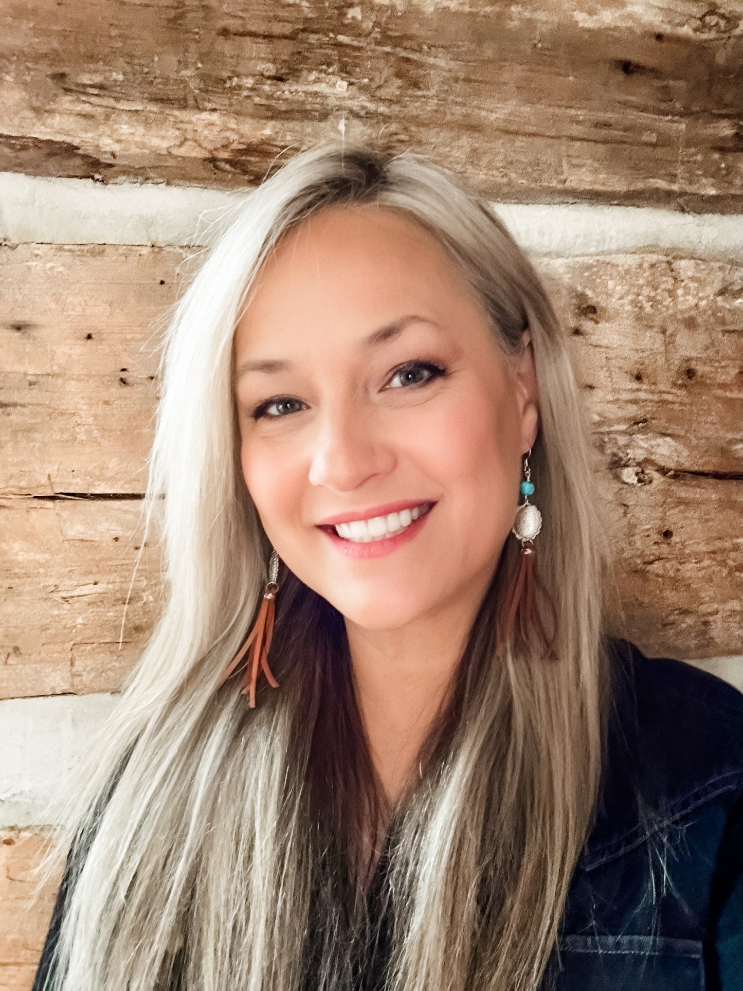 Concho and Turquoise Earrings with Leather Fringe - Quetzal
