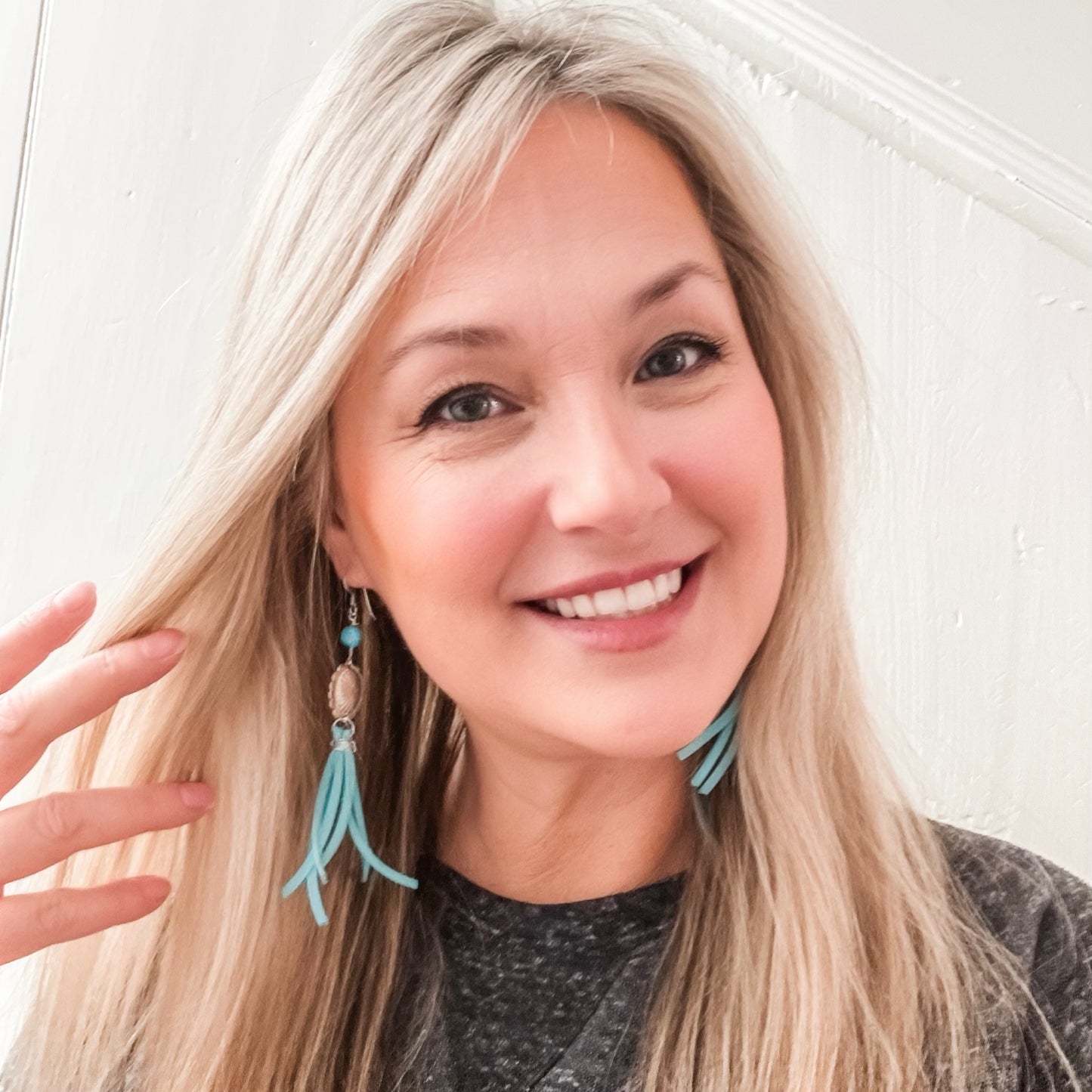 Concho and Turquoise Earrings with Leather Fringe - Quetzal