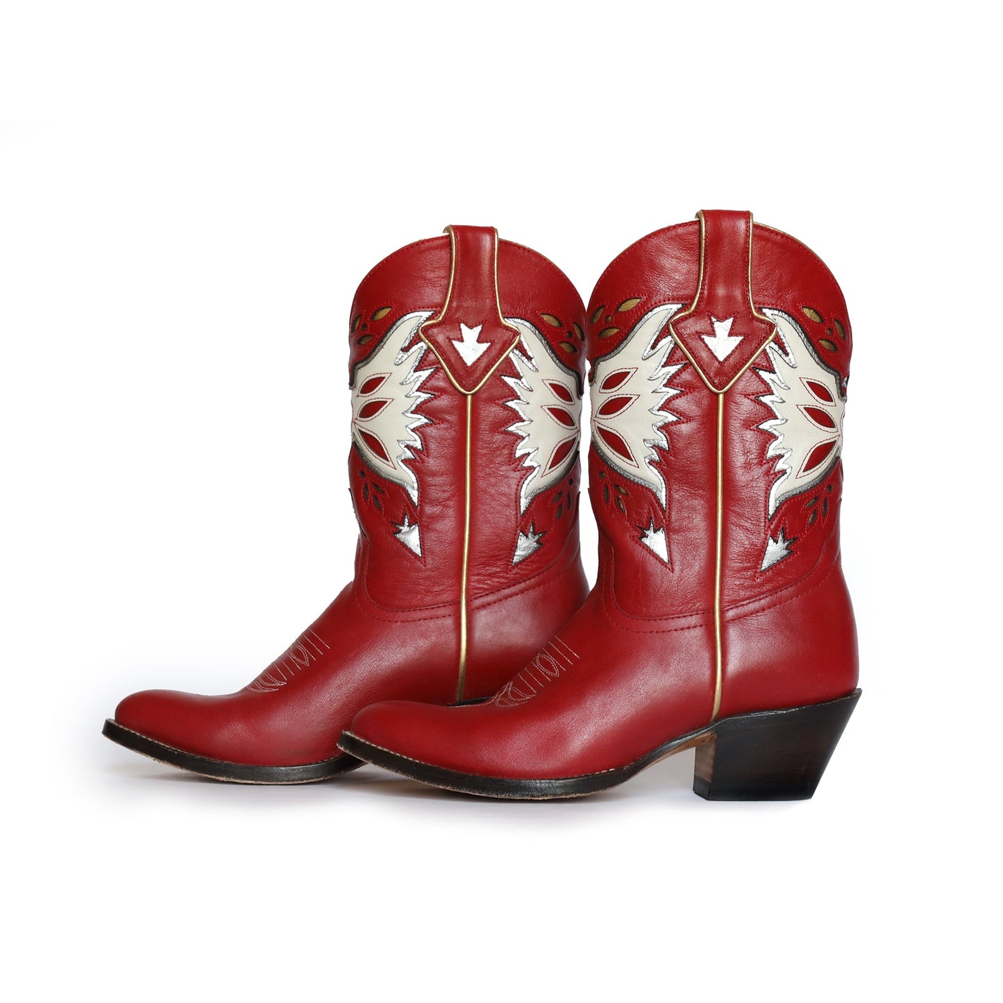 Red Fraulein-Boot 2-C cowboy boots with white accents