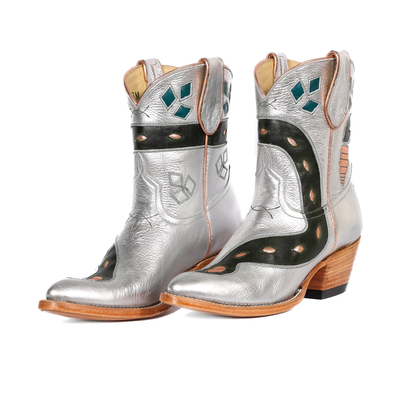 Silver & Green Cowboy Boots