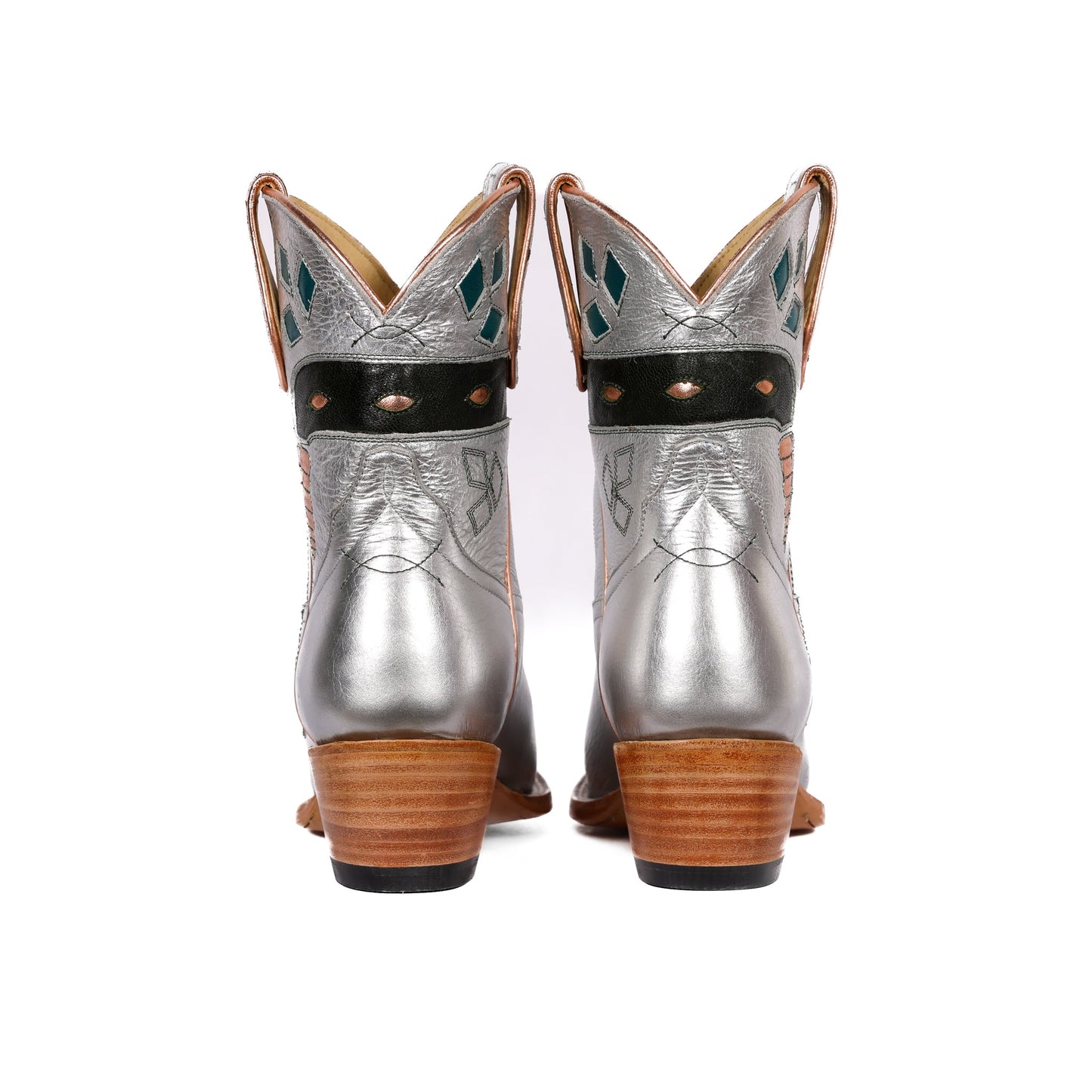 Silver leather cowboy boots