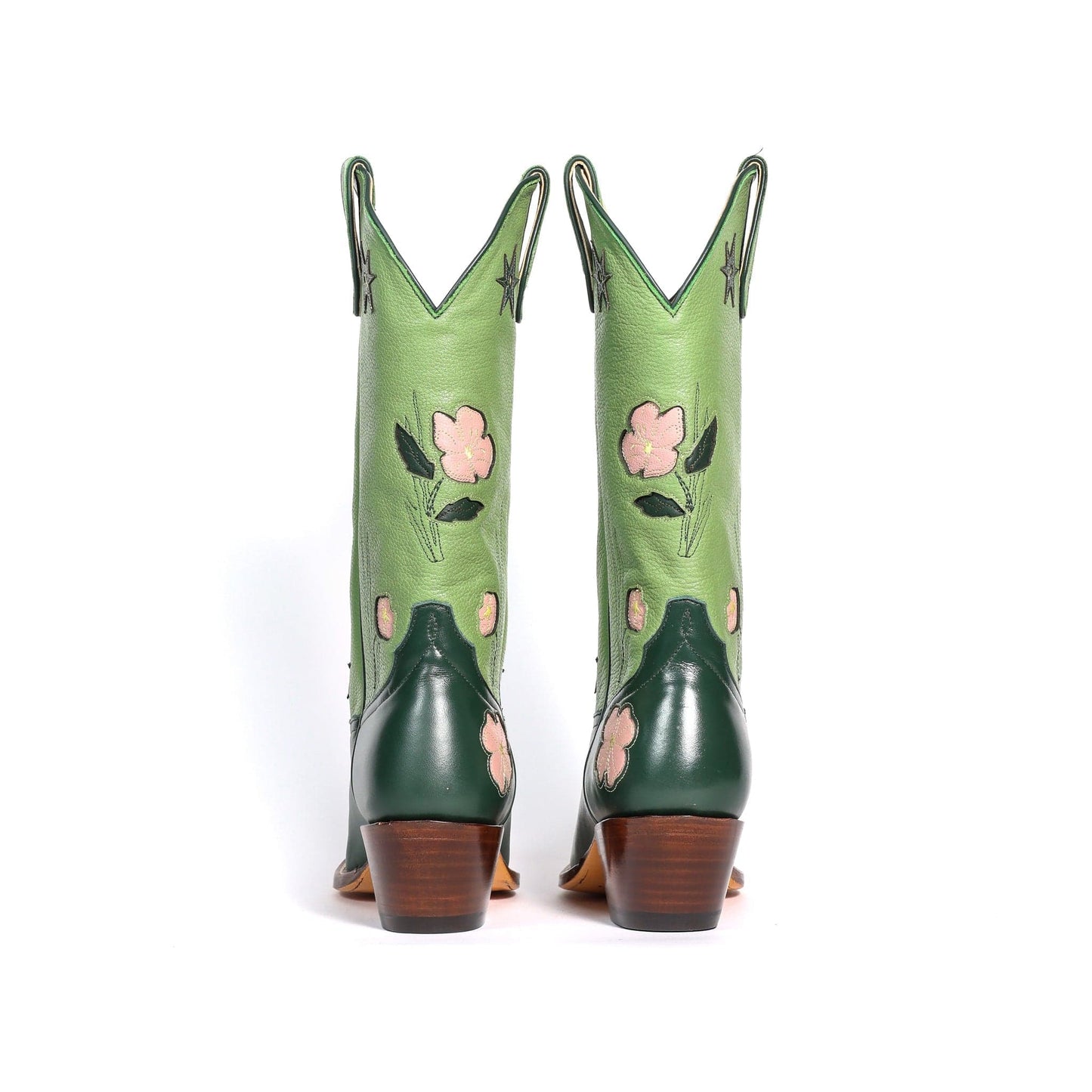 Green floral cowboy boots