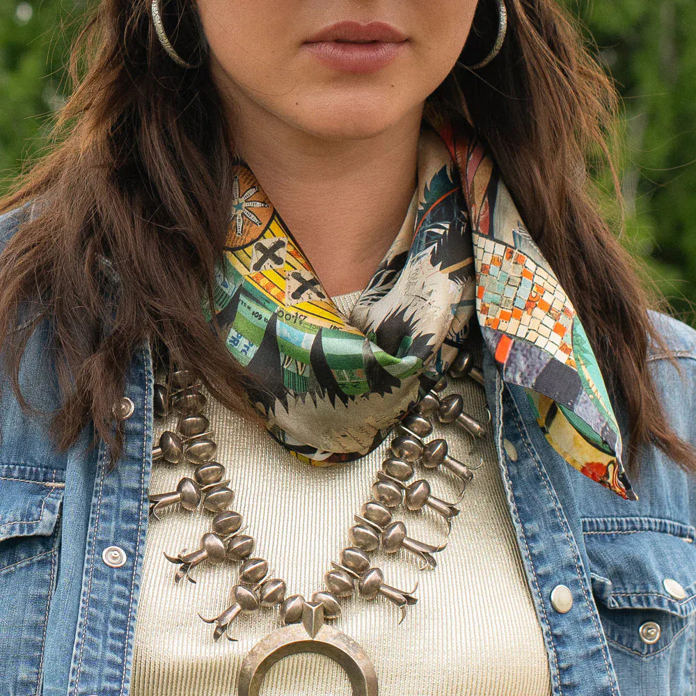 Woman wearing Geiman Wild Rag Indian Chief scarf
