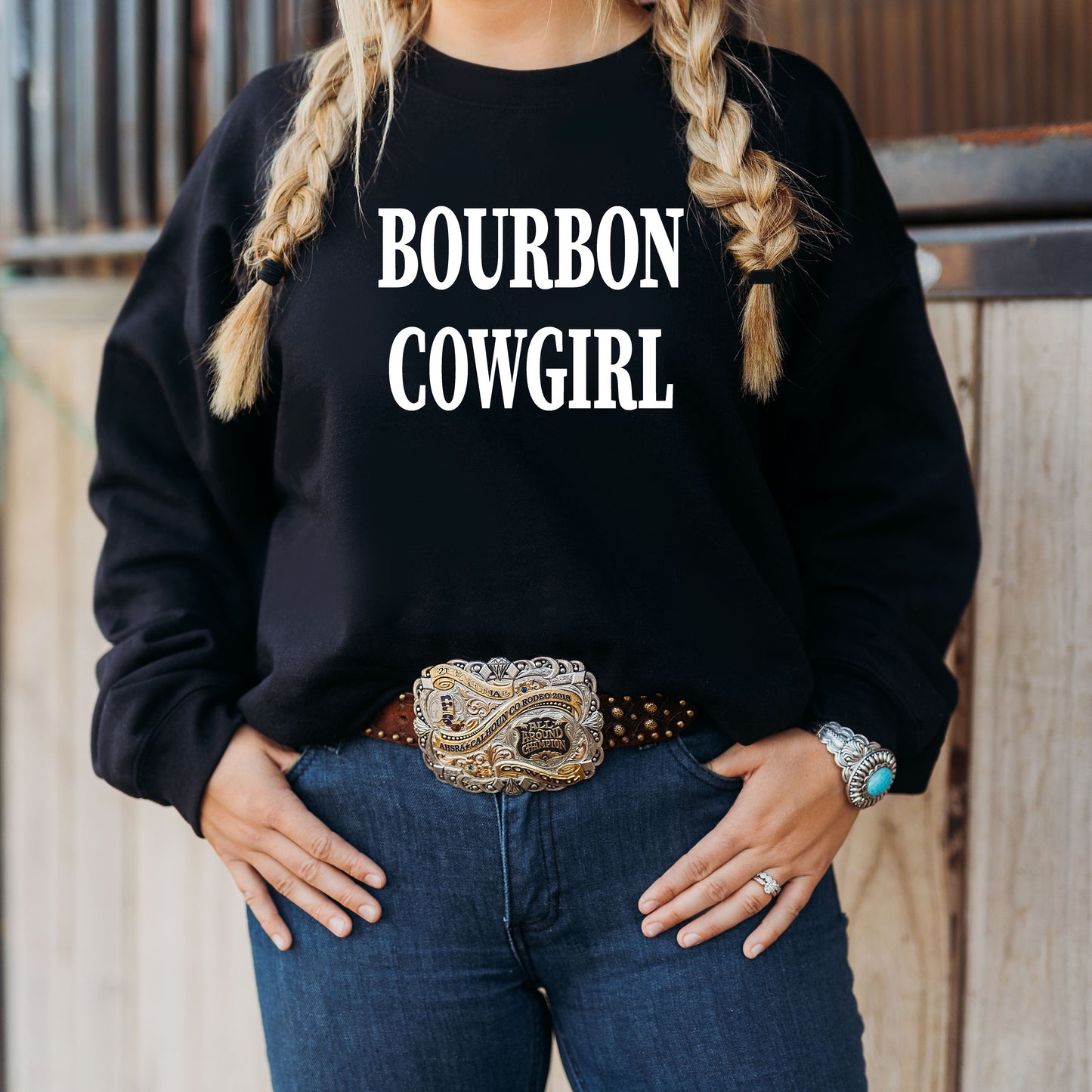 Bourbon Cowgirl Branded Raglan Crew Sweatshirt