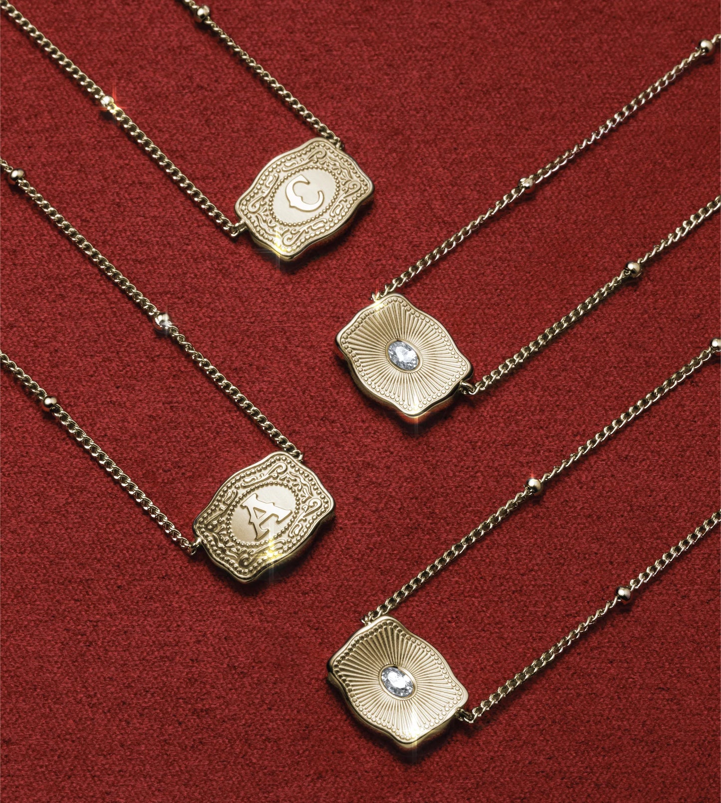 SpurWest Ultra Mini Belt Buckle Necklace - Gold (Initial)