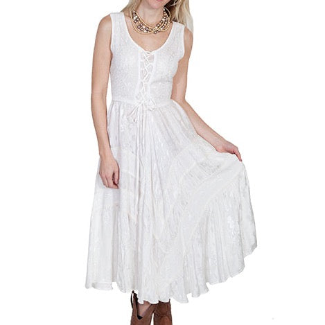 White Lace Front Sleeveless Dress for Country Girls at Bourbon Cowgirl