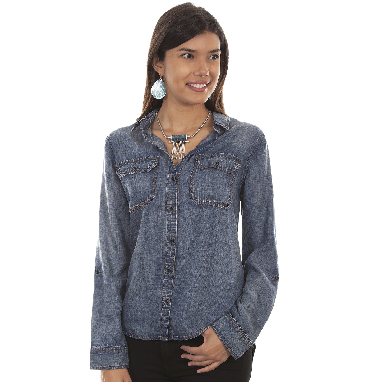 Denim Hi Lo Blouse by Scully Bourbon Cowgirl