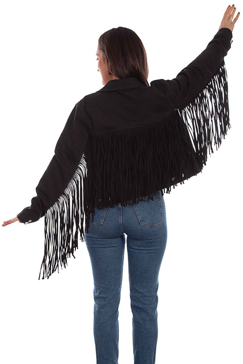 HC711-BLK Black Fringe Jacket - back view