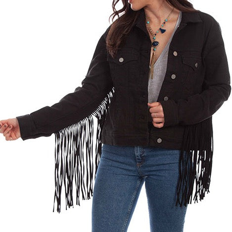 HC711-BLK Black Fringe Denim Jacket Preview