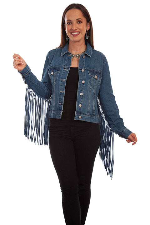 HC711-DEN denim jacket with fringe