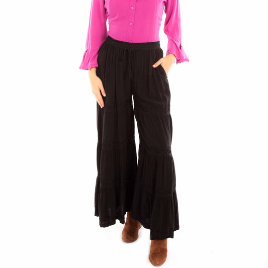 HC867-BLK Black Tiered Palazzo Pants