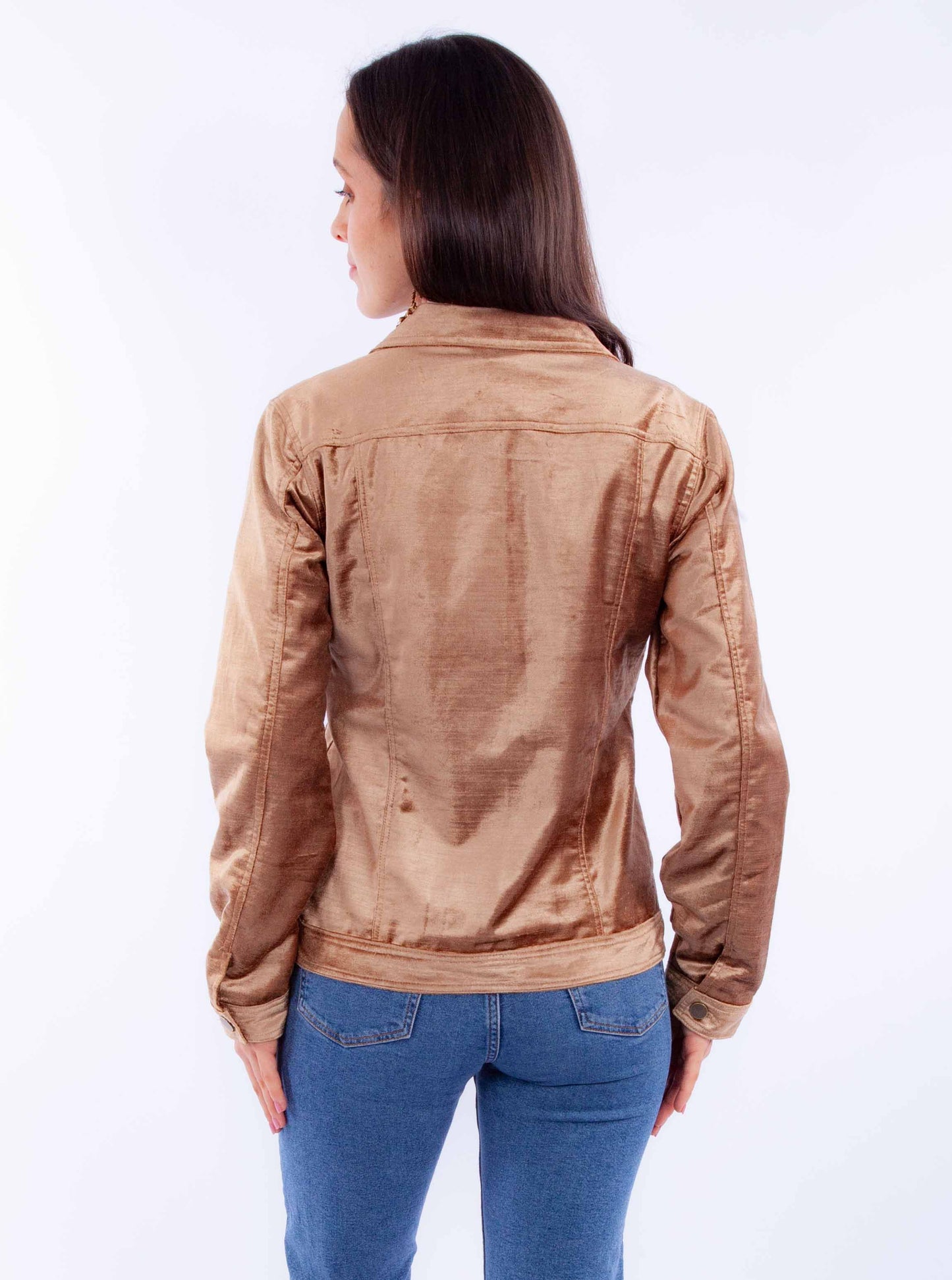 HC900-TAN-BK Tan Jacket on Woman, Back View