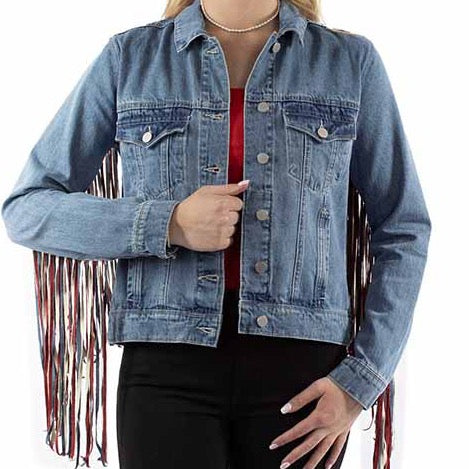 HC943-RWB denim jacket with fringe preview