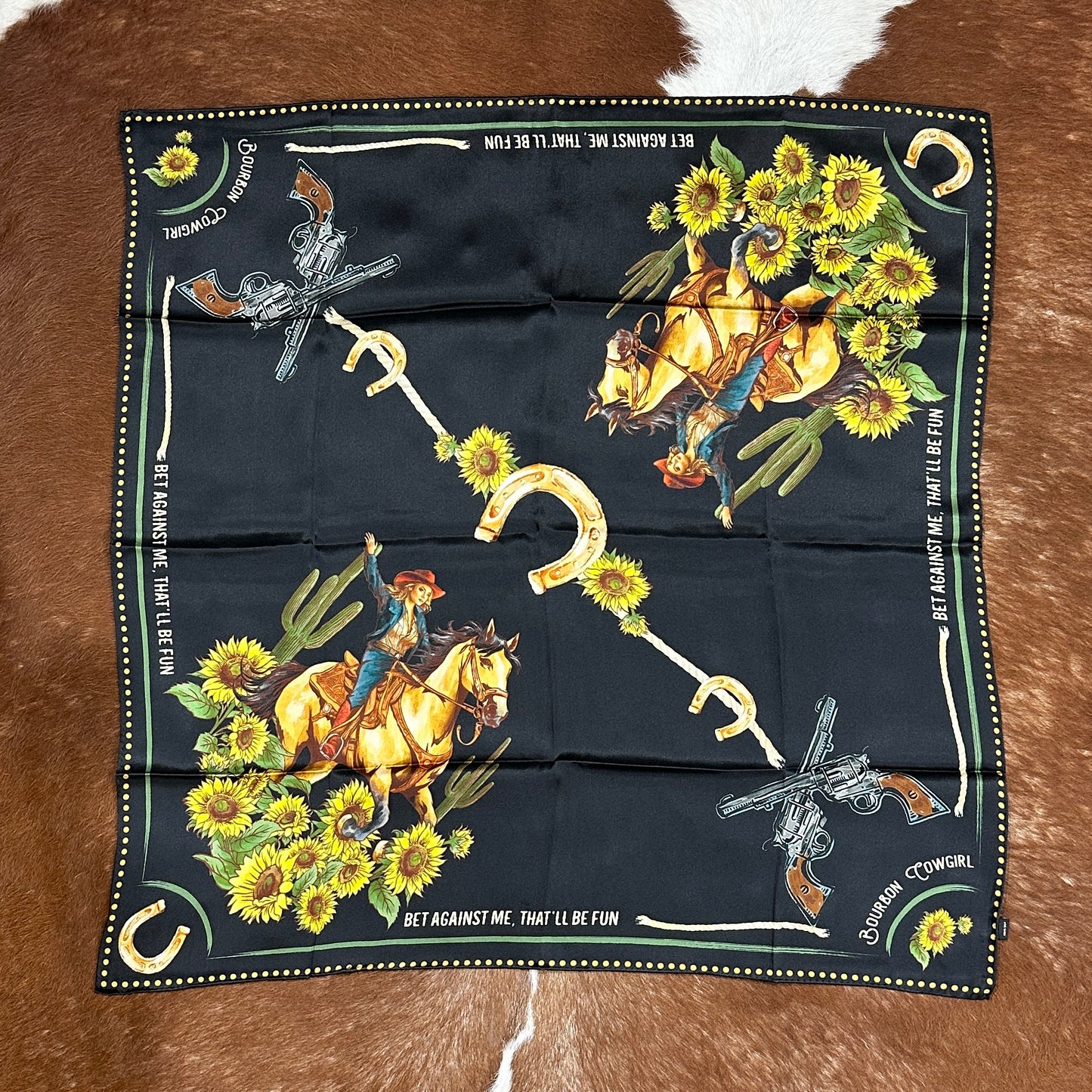 Bet Against Me That'll Be Fun Wild Rag Scarf in Black by Bourbon Cowgirl