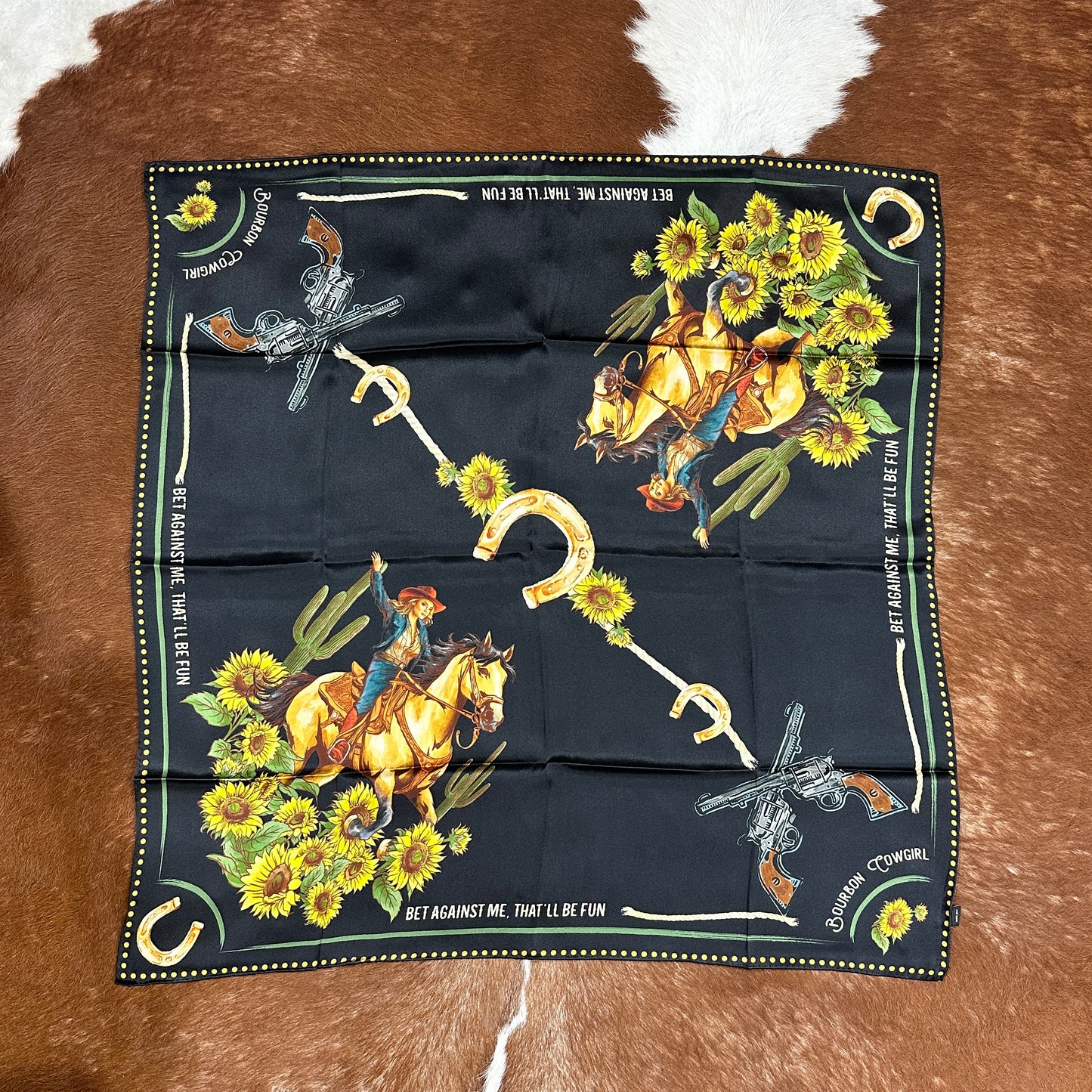 Bet Against Me That'll Be Fun Wild Rag Scarf in Black by Bourbon Cowgirl