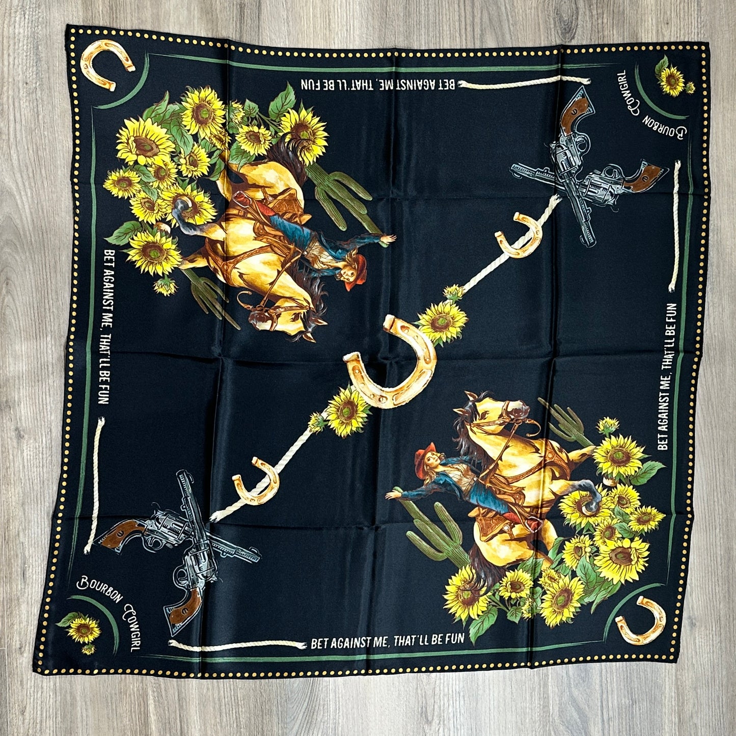 Bet Against Me That'll Be Fun Wild Rag Scarf in Black by Bourbon Cowgirl