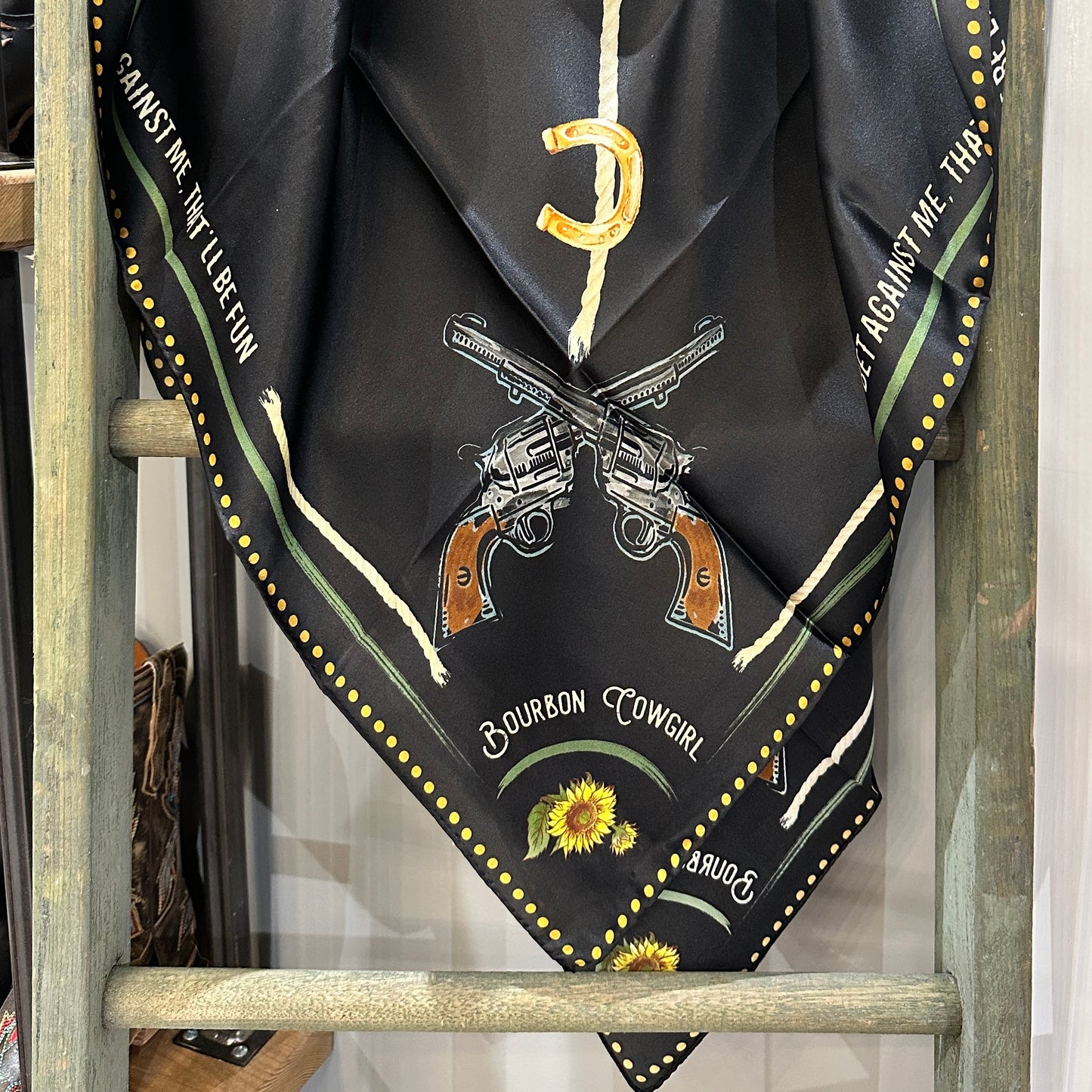 Bet Against Me That'll Be Fun Wild Rag Scarf in Black by Bourbon Cowgirl