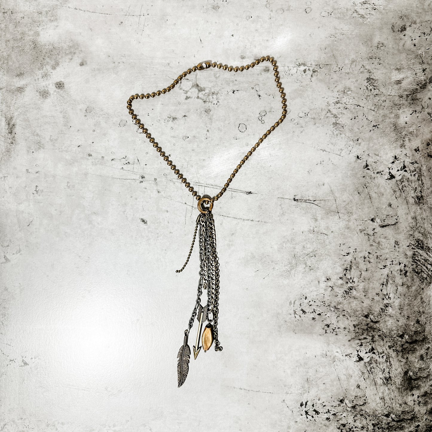 Chain Tassel Necklace on Ball Chain- Amy Kaplan for Bourbon Cowgirl