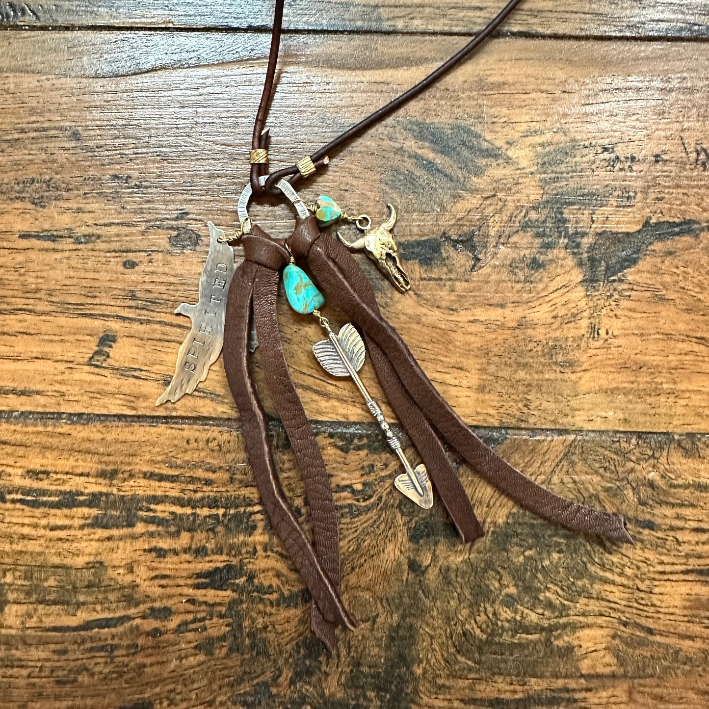 Spirited Leather Lariat Necklace - Exclusive Handmade Jewelry Bourbon Cowgirl