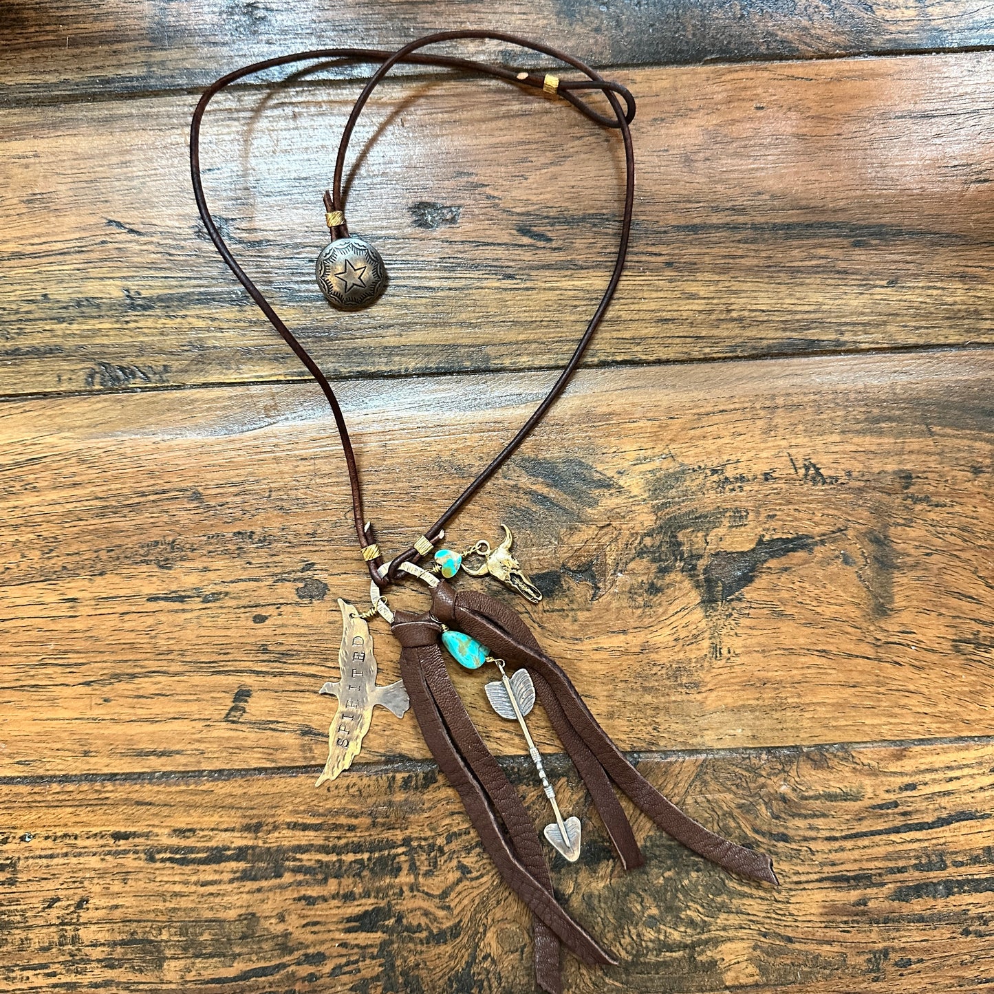 Spirited Leather Lariat Necklace - Exclusive Handmade Jewelry Bourbon Cowgirl