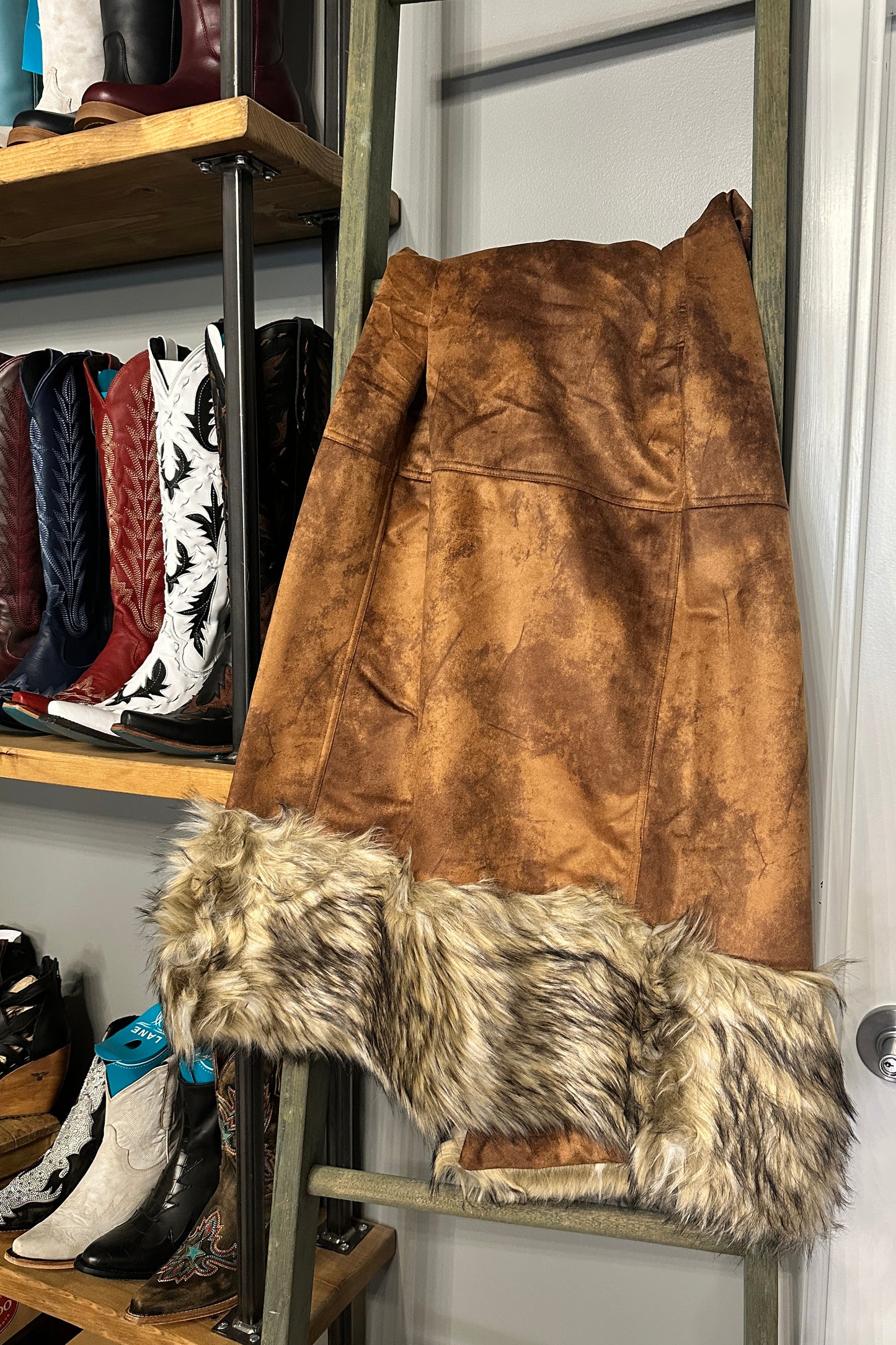 Chateau Throw with Faux Fur in Cinnamon by Tasha Polizzi