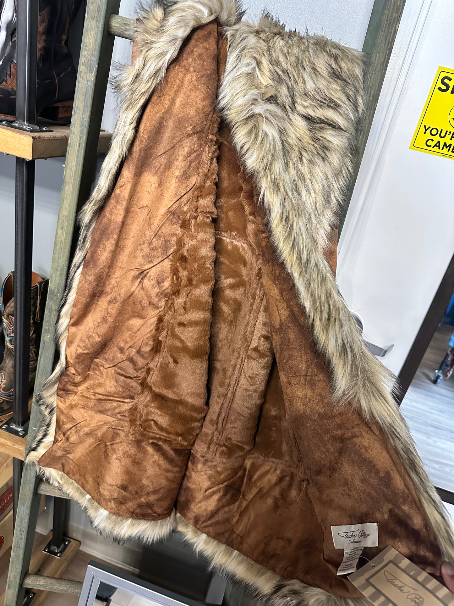 Chateau Throw with Faux Fur in Cinnamon by Tasha Polizzi