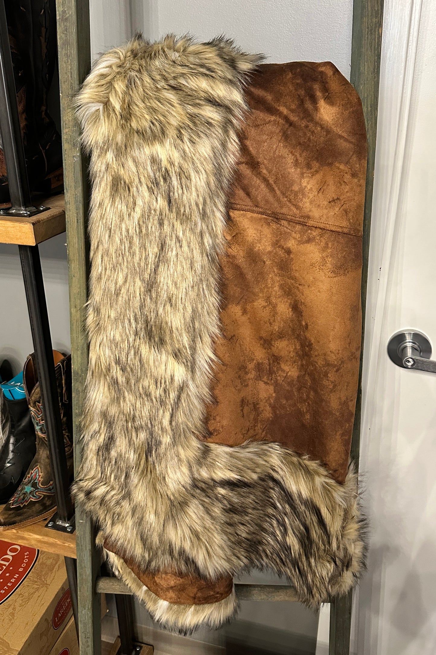 Chateau Throw with Faux Fur in Cinnamon by Tasha Polizzi