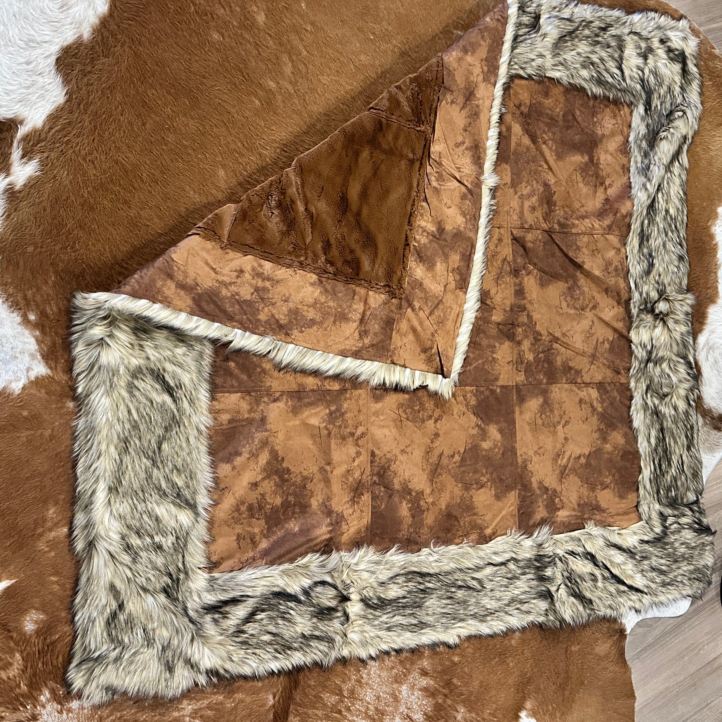 Chateau Throw with Faux Fur in Cinnamon by Tasha Polizzi