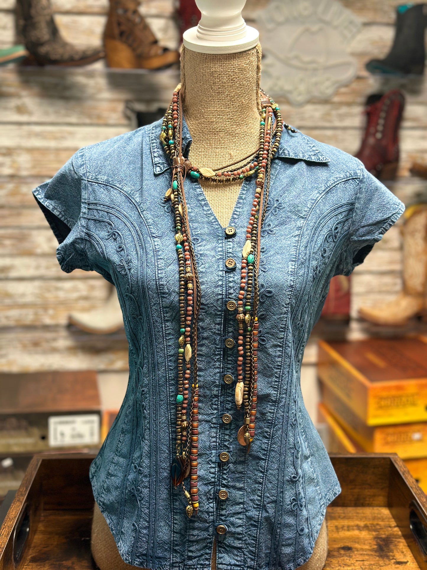 Copper, Turquoise & Bone Lariat Necklace - Amy Kaplan