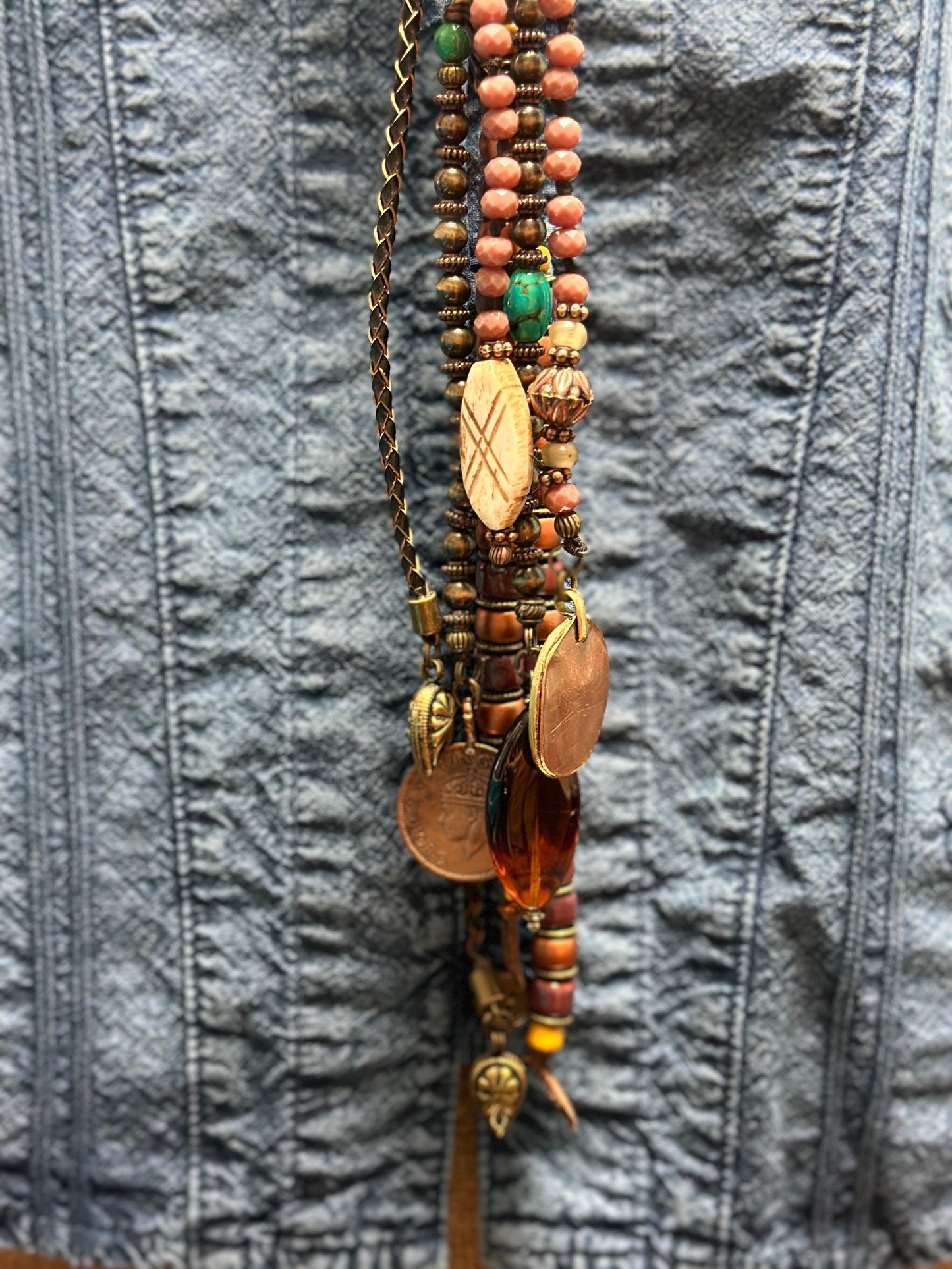 Copper, Turquoise & Bone Lariat Necklace - Amy Kaplan