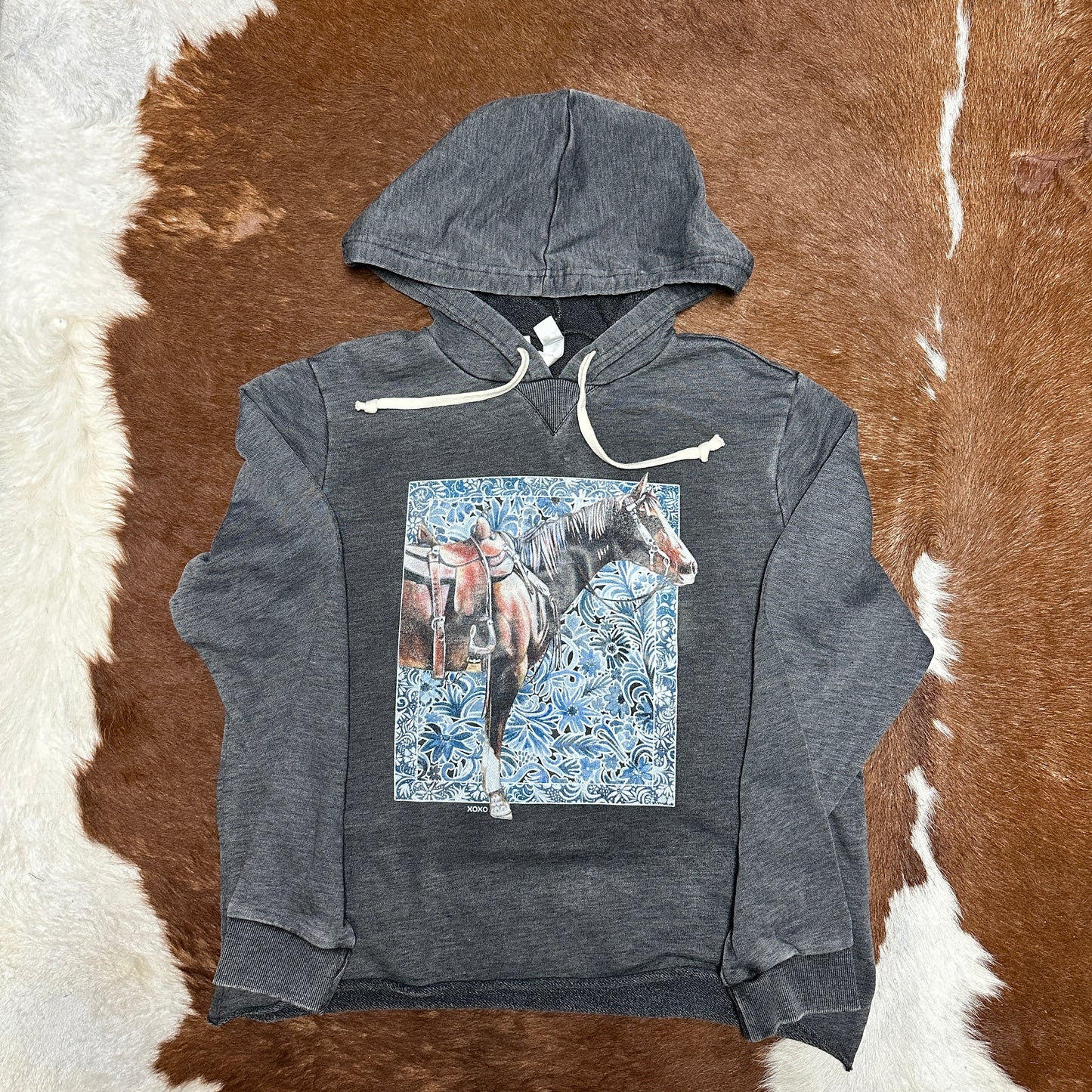 Denim Horse Black Hoodie for Western Style