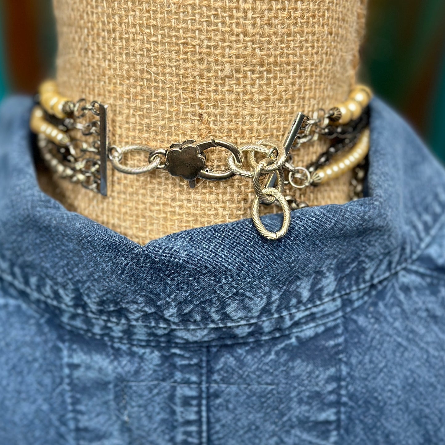 Pearl, Hematite and Silver 5-Strand Necklace- Amy Kaplan for Bourbon Cowgirl