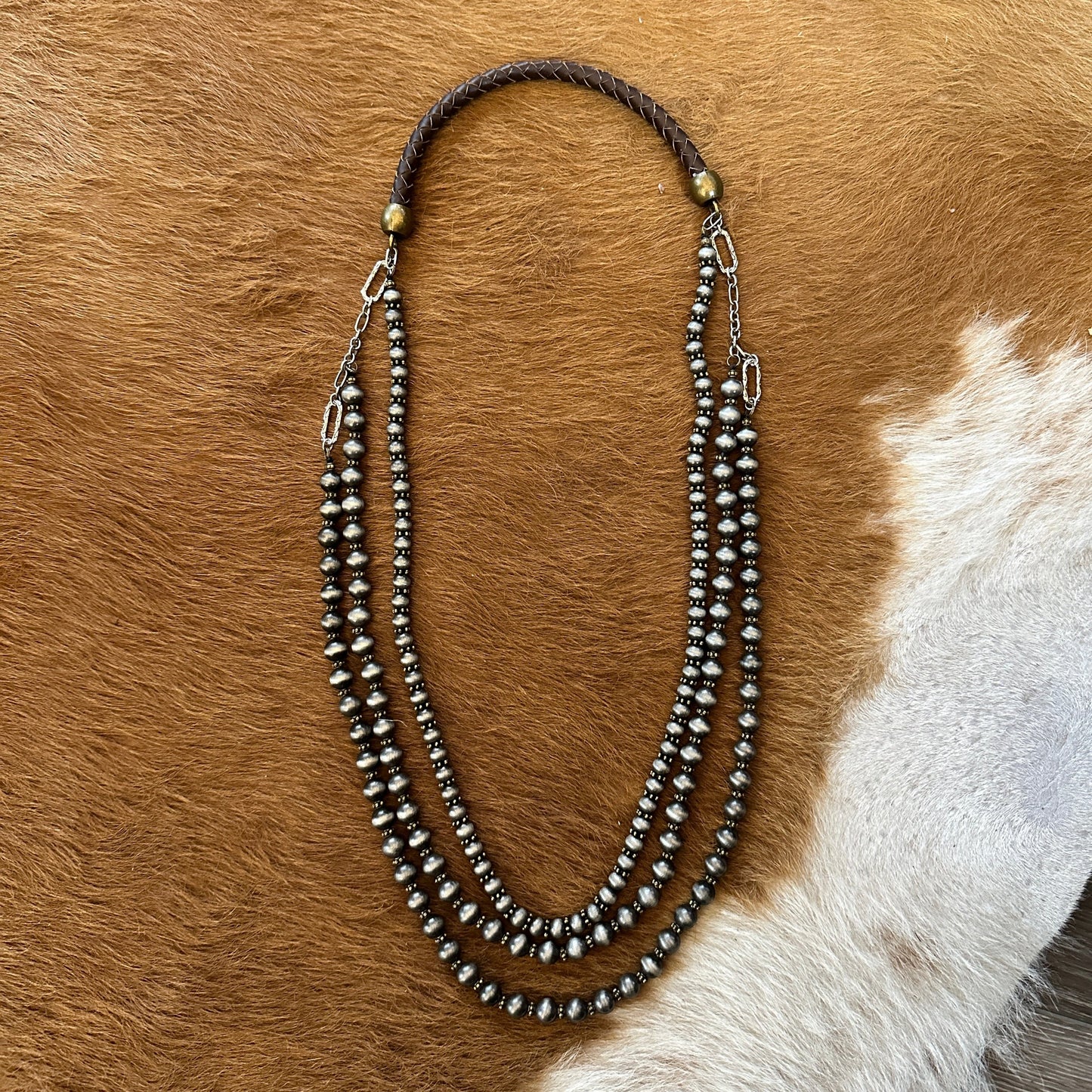 Triple Strand Silver Pearl Necklace- Amy Kaplan for Bourbon Cowgirl