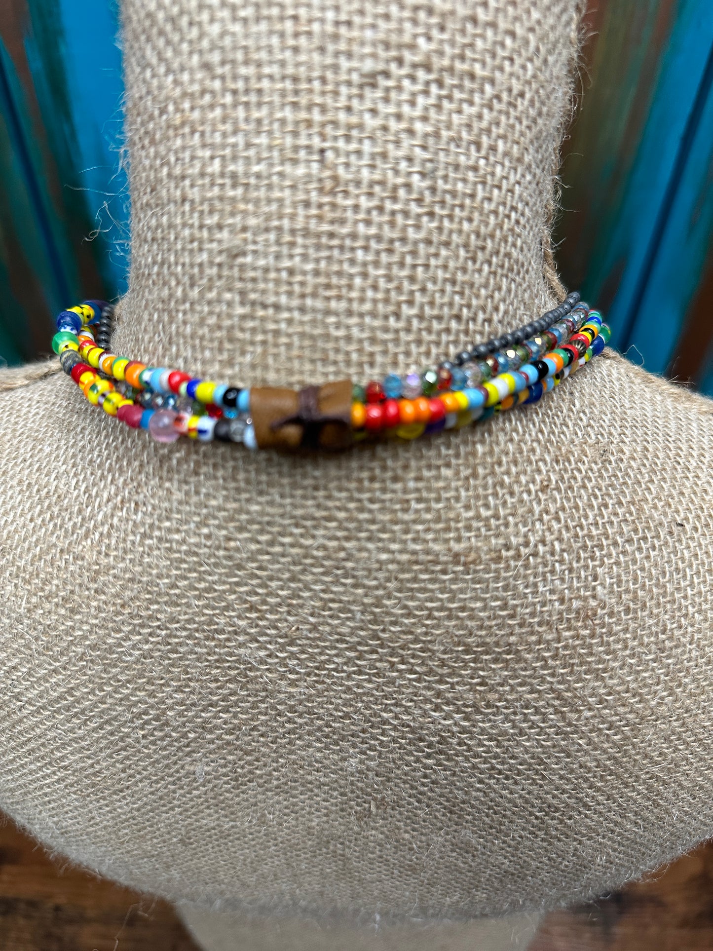 Multi Bright African Trade Bead Clutch Necklace- Amy Kaplan for Bourbon Cowgirl