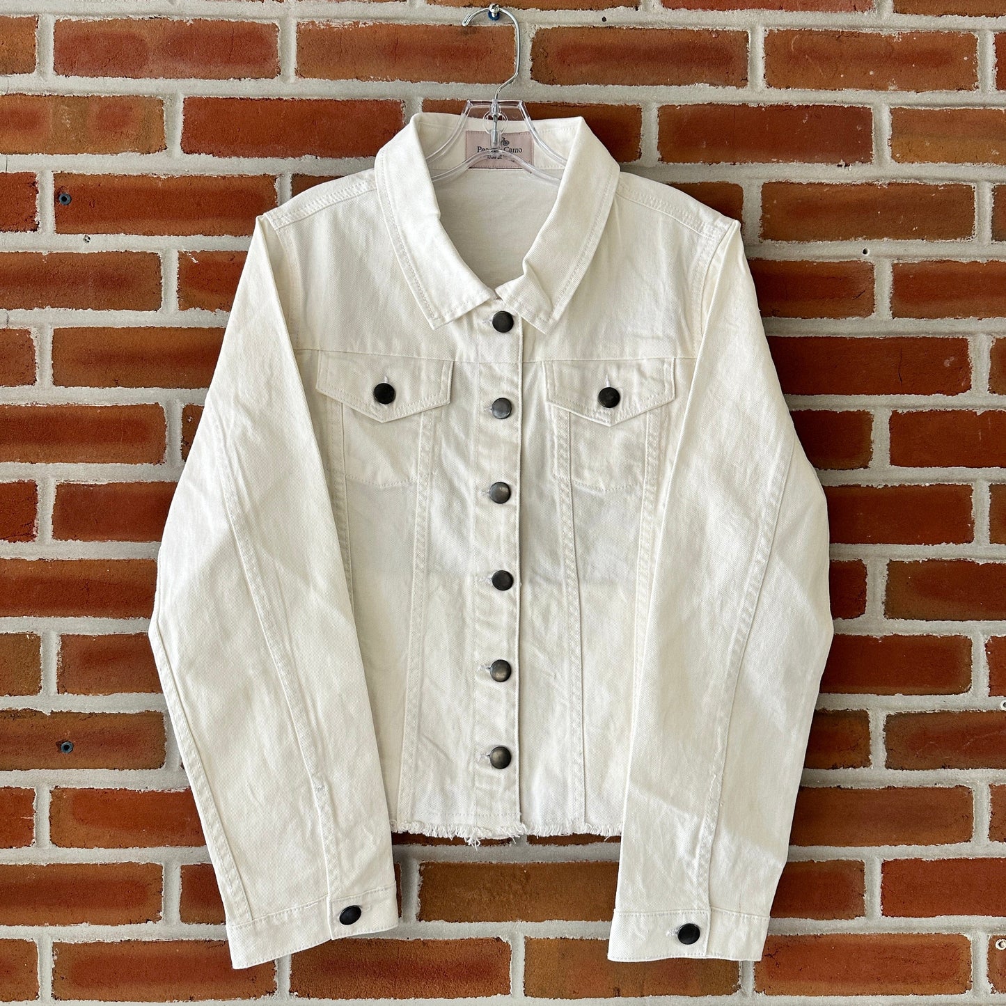 Beaded Bourbon Cowgirl Denim Jacket in Off-White