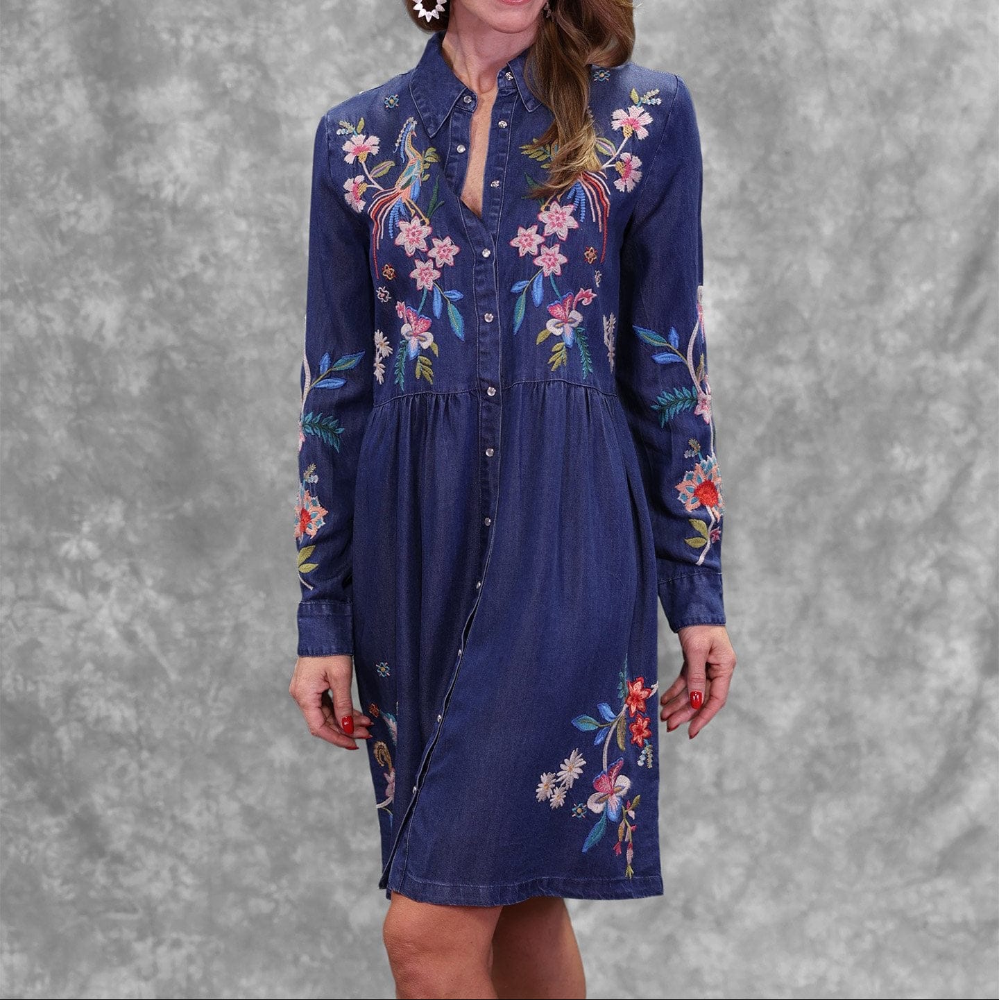 Johnny Was Malaya Shirtdress - Blue - XLarge Johnny Was Malaya Shirtdress - Blue - XLarge