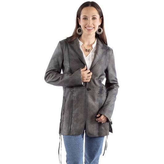 L1089-203 Grey Blazer Jacket on Woman