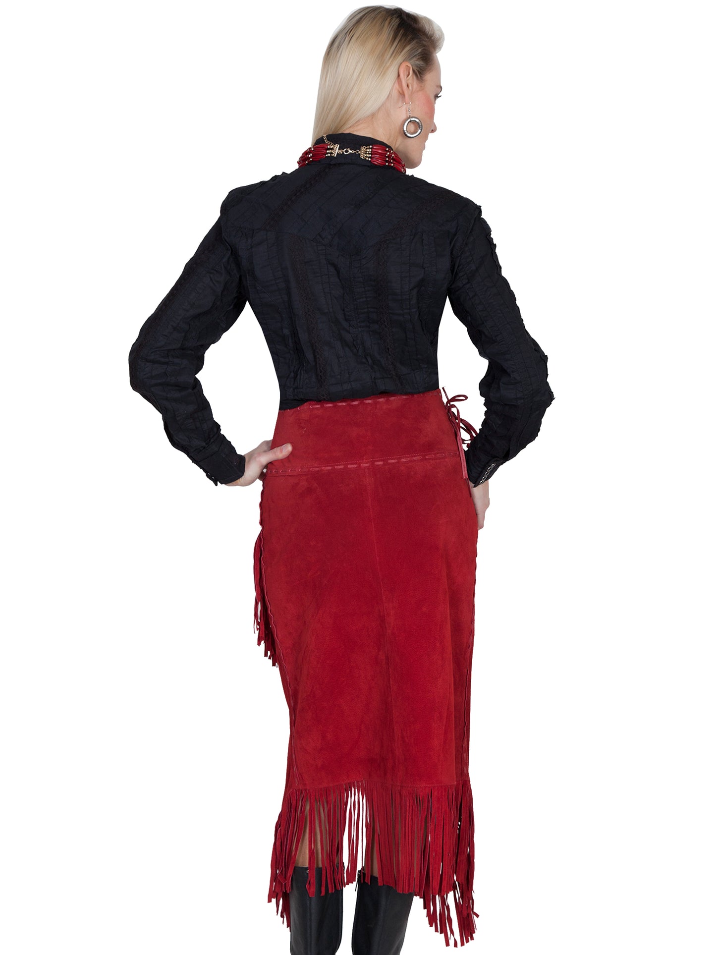 Long Suede Fringe Skirt by Scully at Bourbon Cowgirl